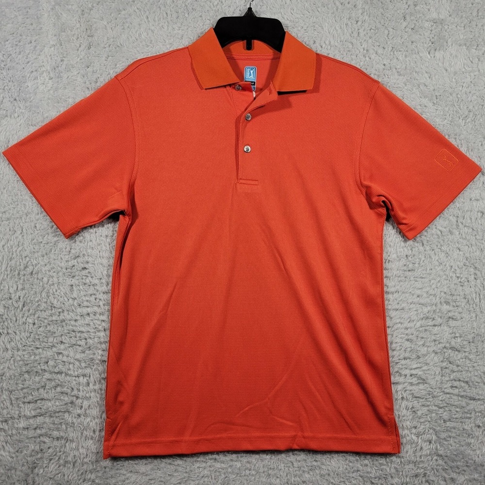 PGA TOUR Golf Polo Shirt Mens Small Short Sleeve Orange Airflux